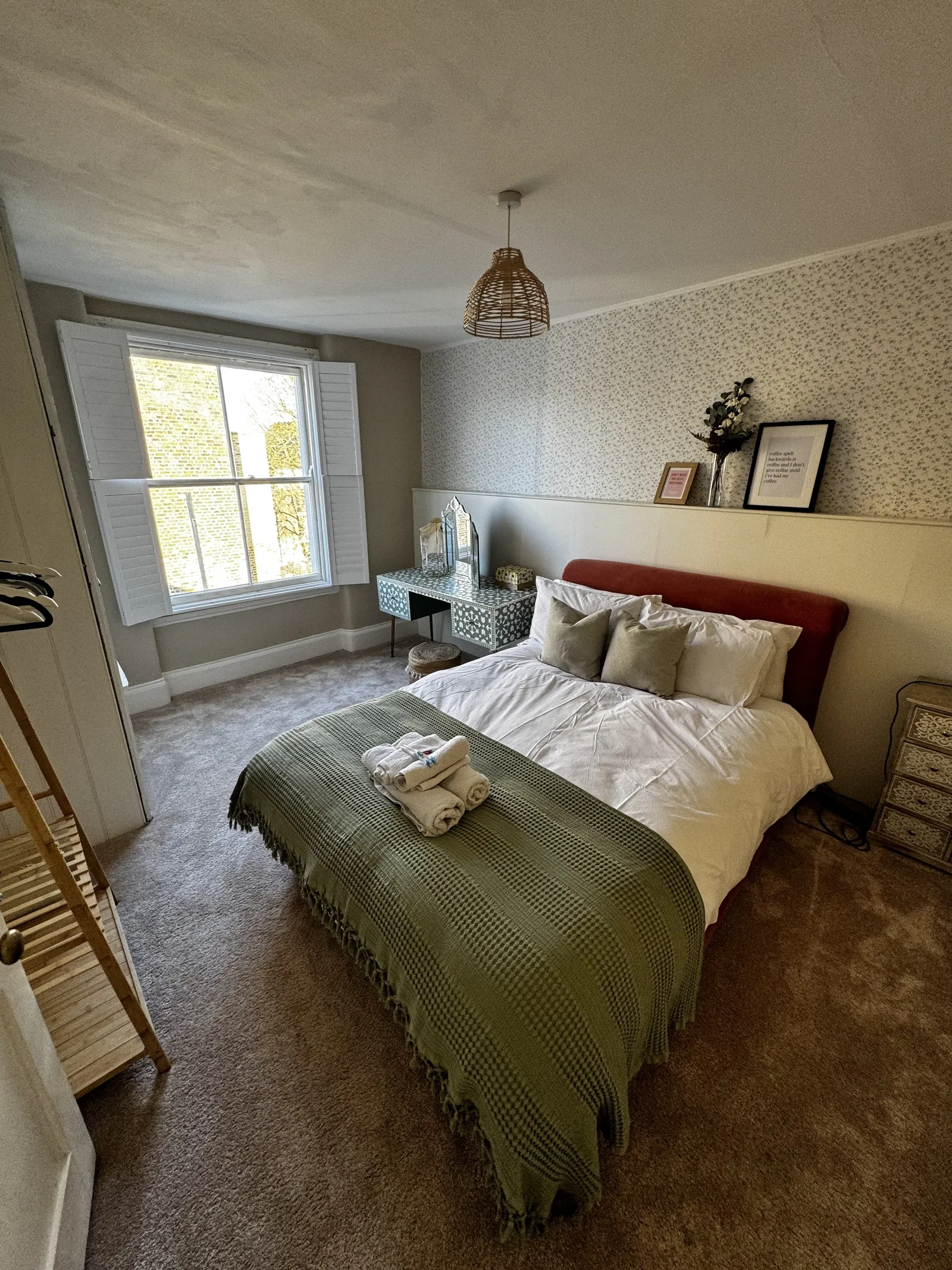 Perfectly styled bedroom prepared for the next guest